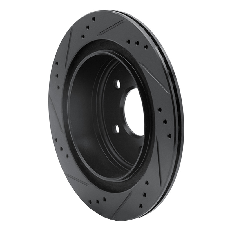 Infiniti Q45 Brake Rotor (1) - Rear Right - R1 Concepts - Drilled & Slotted - Black - `02-`06